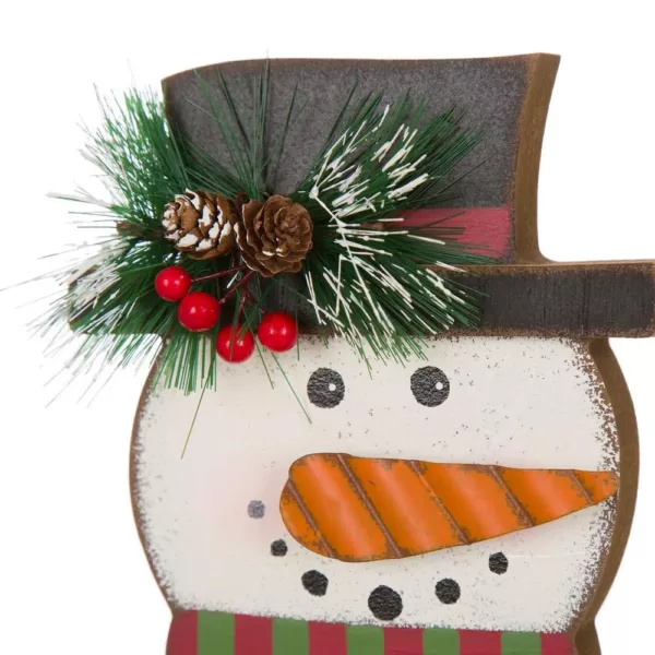 Glitzhome 6.50 in. H Wooden/Metal Snowman Head Stocking Holder