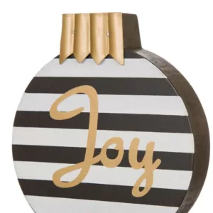 Glitzhome 6.89 in. H Wooden/Metal Striped Ornament Stocking Holder