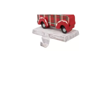 Glitzhome Wooden/Metal Red Car and Truck Stocking Holder (Set of 2 )