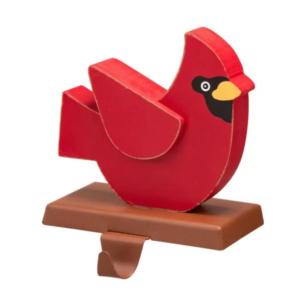 Glitzhome 6.3 in. L Wooden/Metal Cardinal Stocking Holder