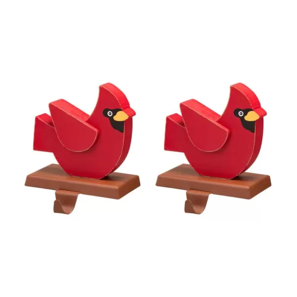 Glitzhome Wooden/Metal Cardinal Stocking Holder (2-Pack)