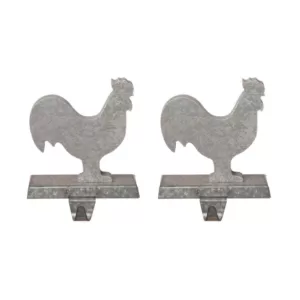 Glitzhome Galvanized Metal Cock Stocking Holder (2-Pack)