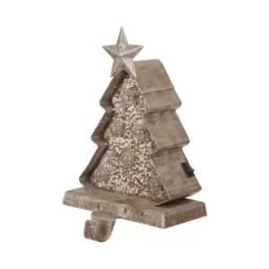 Glitzhome 7.50 in. H Marquee LED Wooden/Metal Christmas Tree Stocking Holder