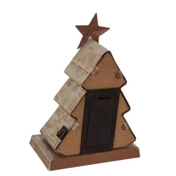 Glitzhome 7.50 in. H Marquee LED Wooden/Metal Christmas Tree Stocking Holder