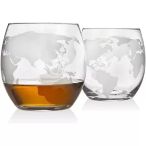 Godinger 28.74 oz. Globe Crystal Decanter and 2-Piece DOF Whiskey Glass Set