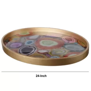 Benjara Contemporary Gold Glass Decorative Tray