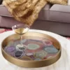 Benjara Contemporary Gold Glass Decorative Tray