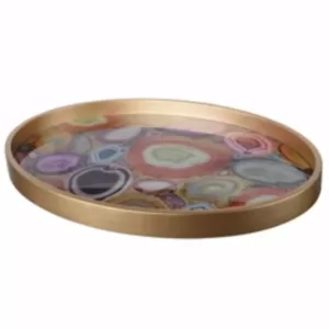 Benjara Contemporary Gold Glass Decorative Tray