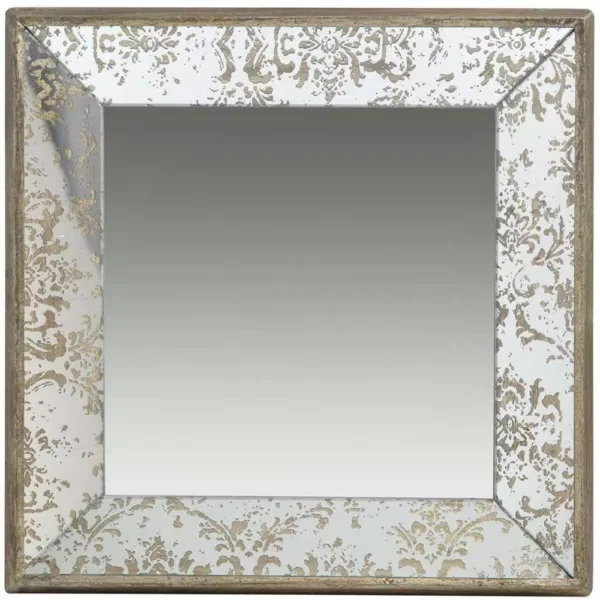 A & B Home 24 in. x 24 in. Decorative Mirror Tray in Rustic Brown