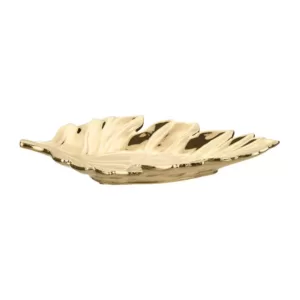 Home Decorators Collection Gold Ceramic Decorative Leaf Tray