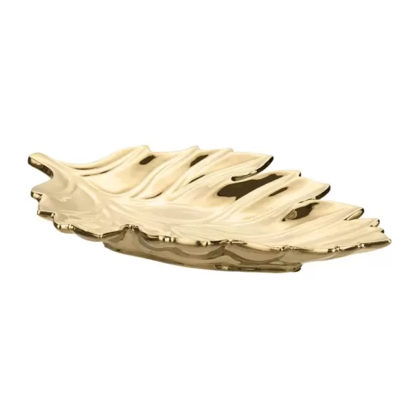 Home Decorators Collection Gold Ceramic Decorative Leaf Tray