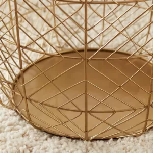 Home Decorators Collection Round Gold Metal Wire Decorative Basket (Set of 3)