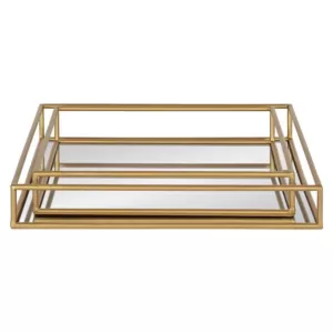 Kate and Laurel Felicia 11 in. x 2 in. x 14 in. Gold Decorative Wall Shelf