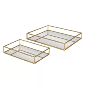 Kate and Laurel Felicia 11 in. x 2 in. x 14 in. Gold Decorative Wall Shelf