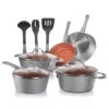 NutriChef 11-Piece Aluminum Nonstick Cookware Set in Gold Lines