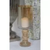 LITTON LANE Gold-Tinged Glass Cylinder Hurricane Candle Holder