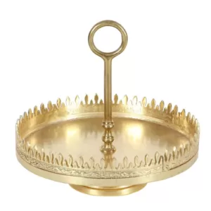 LITTON LANE 13 in. x 12 in. Spiked Gold-Finished Aluminum Tray Stand