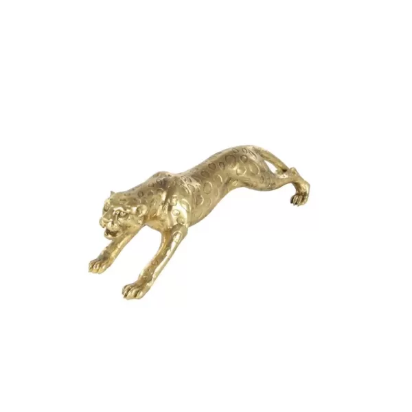 LITTON LANE 34 in. Wild Life Polystone Leopard Sculpture in Polished Gold