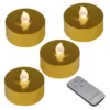 LUMABASE Gold Battery Operated Extra Large Tea Lights with Remote Control and 2-Timers (4-Count)