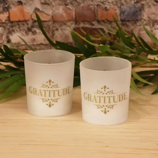 LUMABASE Gold Gratitude Battery Operated LED Candles (2-Count)