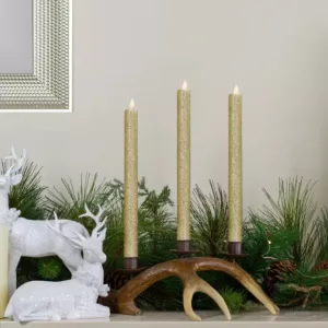 Northlight Set 2-Gold Glittered Flameless Taper Christmas Candles 12 in.