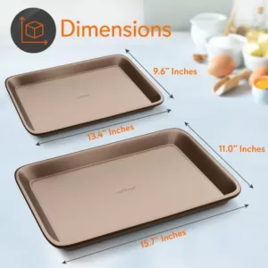 NutriChef 2-Piece Steel Large and Medium Nonstick Oven Baking Sheet Set