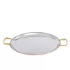 Old Dutch 11 in. 2 PLY Solid Copper / Stainless Steel Embossed Pattern Base Flat Tray with Brass Handles