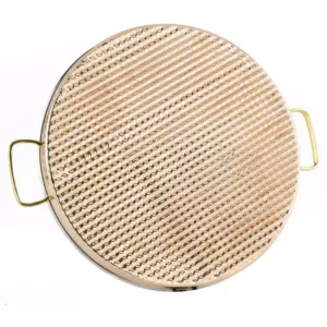 Old Dutch 12 in. 2 PLY Solid Copper / Stainless Steel Hammered Round Tray with Brass Handles