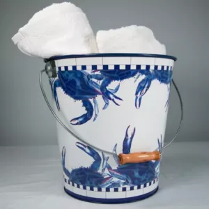 Golden Rabbit 2 qt. Blue Crab Decorative Steel Pail