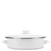 Golden Rabbit Enamelware 8 qt. Porcelain-Coated Steel Saute Pan in Solid White with Glass Lid