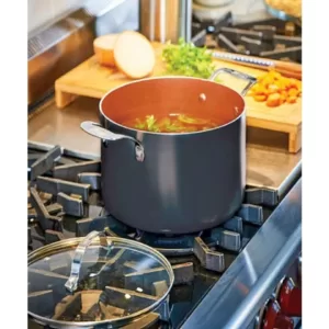 Gotham Steel 7 Qt. Aluminum Non-Stick Ti-Ceramic Stock Pot with Glass Lid