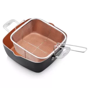 Gotham Steel 6 qt. Aluminum Ti-Ceramic Nonstick Deep Square All-in-One Casserole Pan Set