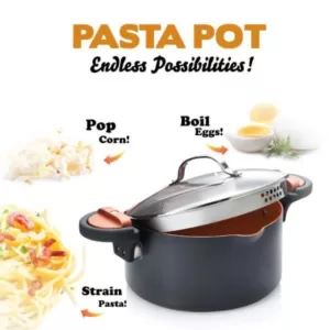 Gotham Steel 5 Qt. Non-Stick Ti-Ceramic Pasta Pot with Built-In Strainer and Twist N' Lock Handles