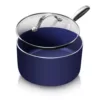 GRANITESTONE Classic Blue 2.5 qt. Aluminum Ultra-Durable Non-Stick Diamond Infused Saucepan with Glass Lid