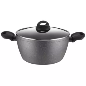 AMERCOOK Lava Stone 5 qt. Aluminum Nonstick Casserole Dish in Gray with Glass Lid