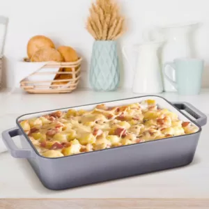 AMERCOOK LA PLURIEL 11.8 in. Cast Iron Roasting Pan in Gray