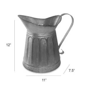 Benzara Vintage Style Gray Galvanized Metal Milk Pitcher