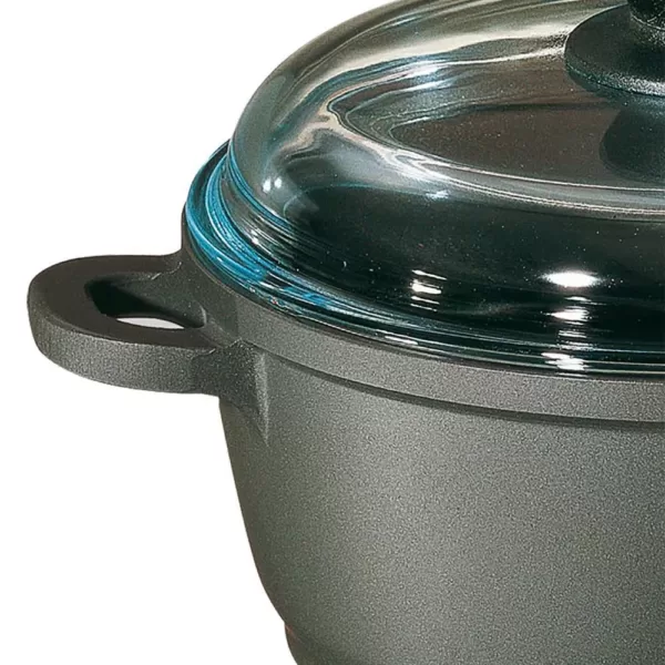 Berndes Tradition 7.5 qt. Round Cast Aluminum Nonstick Dutch Oven in Gray with Glass Lid