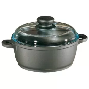 Berndes Tradition 1.25 qt. Round Cast Aluminum Nonstick Dutch Oven in Gray with Glass Lid