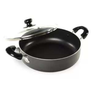 Better Chef 14 in. Aluminum Nonstick Frying Pan in Gray with Glass Lid