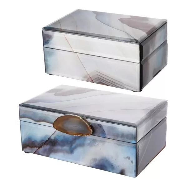 A & B Home Lone Modern Chic Gray, Blue Jewelry Box (Set of 2 )