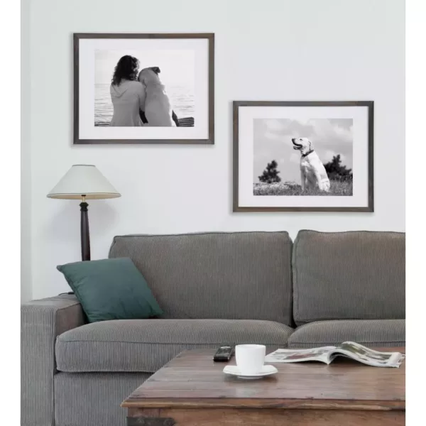 DesignOvation Gallery 14 in. x 18 in. Matted to 11 in. x 14 in. Gray Picture Frame (Set of 2)