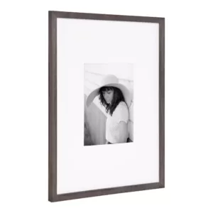 DesignOvation Gallery 16 in. x 20 in. matted to 8 in. x 10 in. Gray Picture Frame