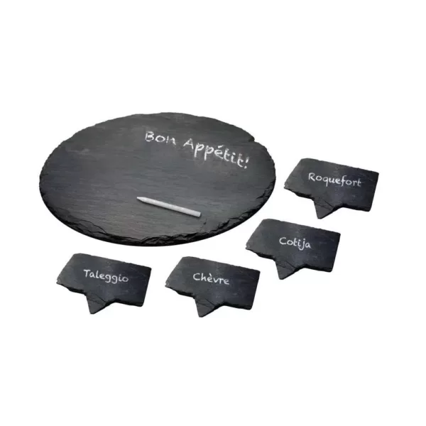 Epicureanist Slate Cheese Markers and Tray