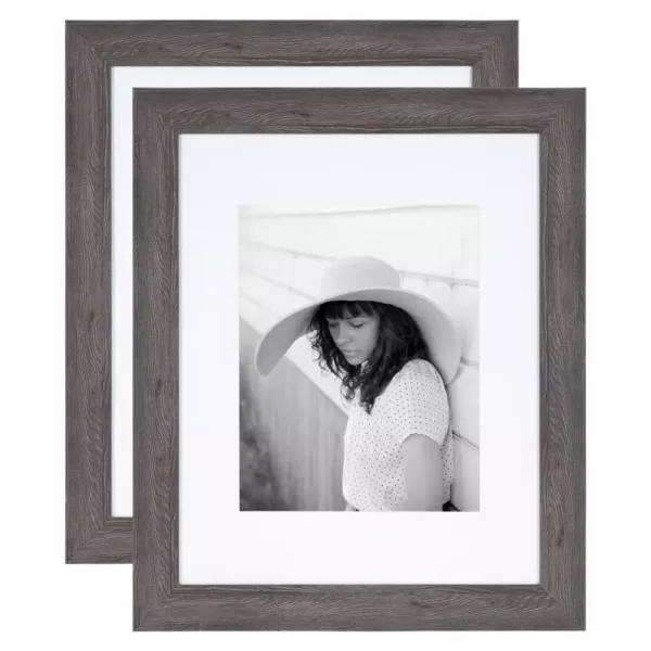 Kate and Laurel Edson 16 in. x 20 in. matted to 11 in. x 14 in. Gray Picture Frames (Set of 2)