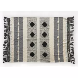 LR Home Symmetry Gray Geometric Cotton Throw Blanket