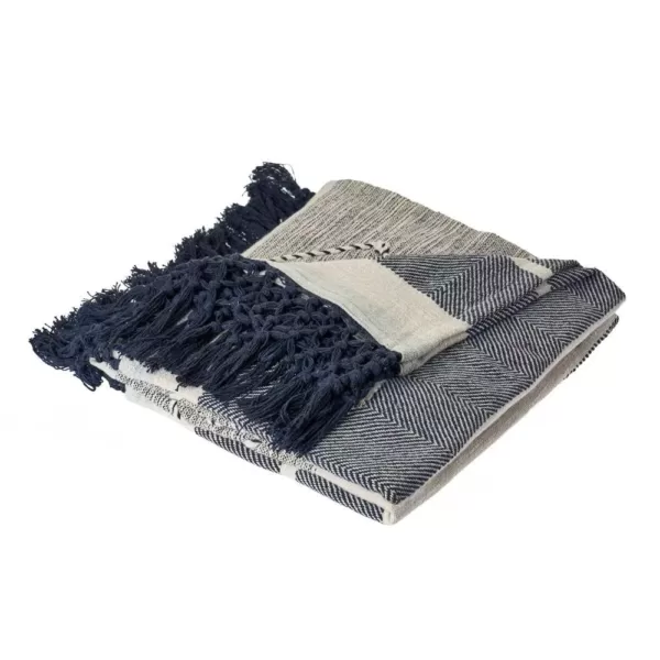 LR Home Symmetry Gray Geometric Cotton Throw Blanket