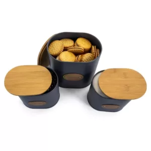 MegaChef Kitchen Food Storage and Organization 5-Piece Canister Set with Bamboo Lids