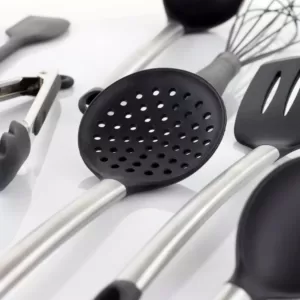 MegaChef Gray Silicone and Stainless Steel Cooking Utensils (Set of 14)