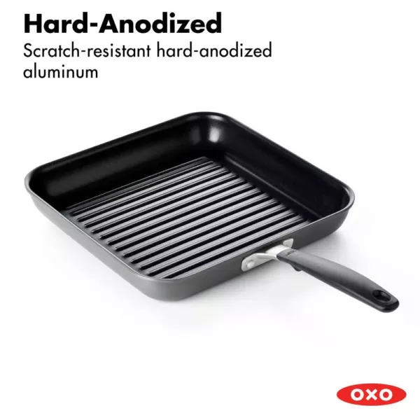 OXO Good Grips 11 in. Hard-Anodized Aluminum Nonstick Grill Pan in Gray